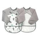 Ensemble 2 bavoirs impermables avec manches 0-12 mois- Jungle Gris
