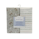 Ensemble de 2 draps contour en flanelle- Bambis et lapins taupe