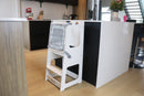 Tour d'apprentissage en bois 2 en 1  avec tableau blanc - tour blanche
