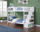 Lits superposés 39"/39" avec escalier réversible - Blanc