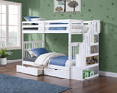 Lits superposés 39"/39" avec escalier réversible - Blanc