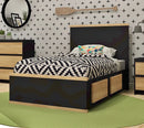 Lit simple 39" Axel - Noir et naturel