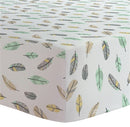 Drap contour pour lit de bébé en coton organique - Plumes colorées